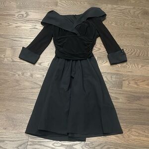 Eliza J Black Portrait Collar Fit & Flare Midi Dress NWT Size 4